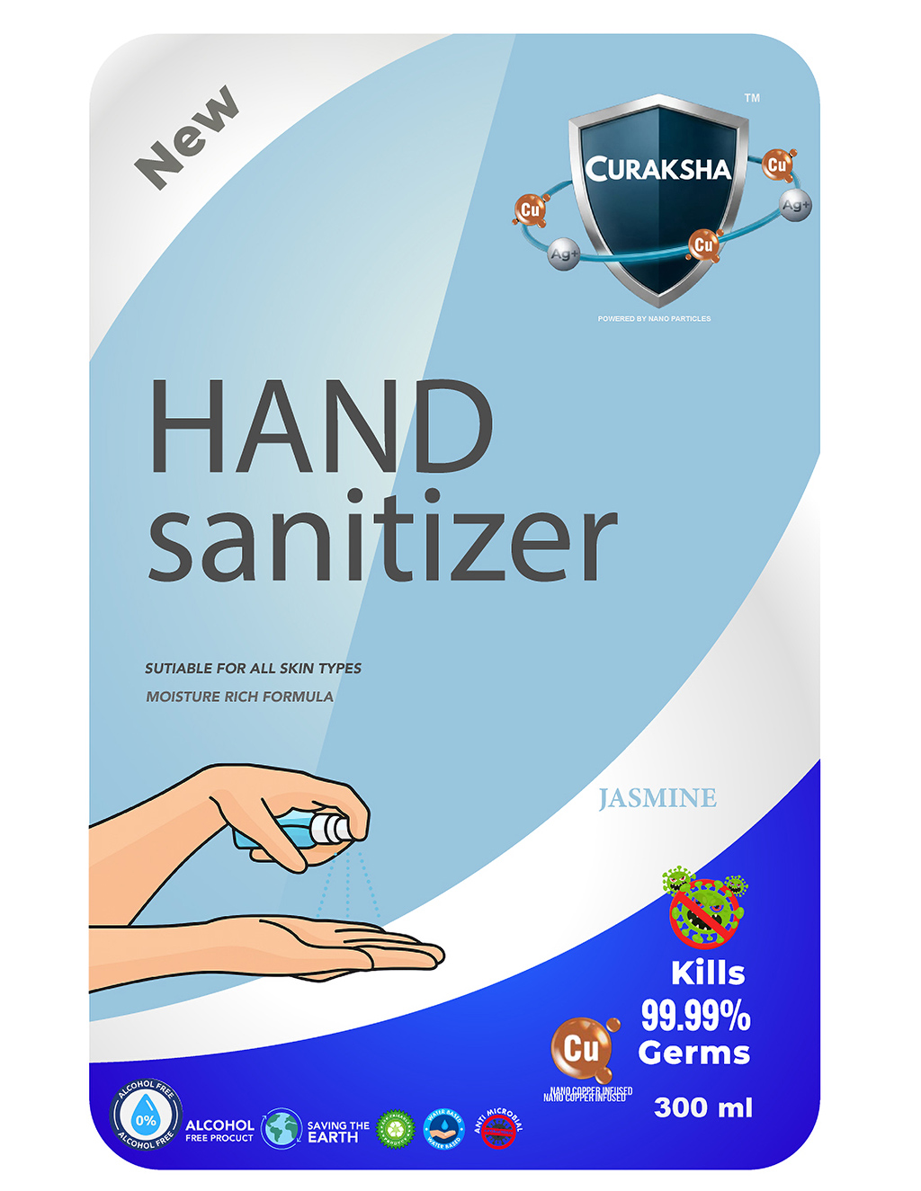 CuRaksha Hand Sanitizer - Jasmine