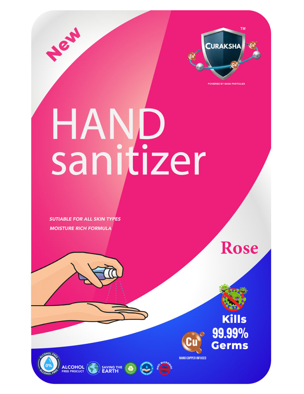 CuRaksha Hand Sanitizer - Rose